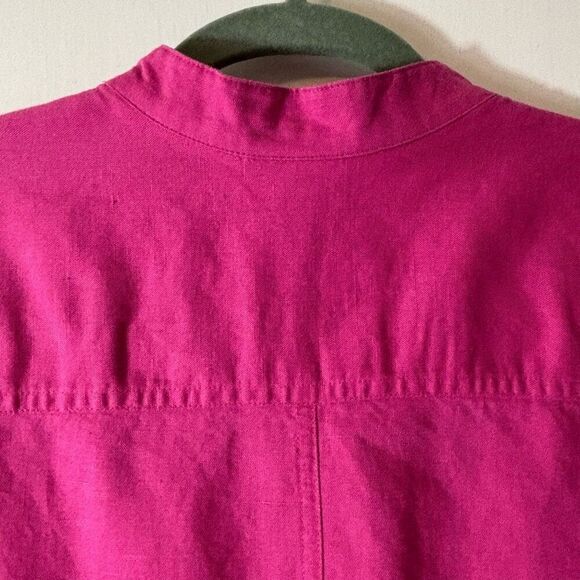 J. Jill XLP rose pink linen cotton button front cap sleeve dress EUC - Picture 6 of 9